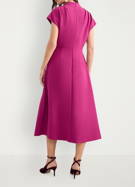 Phase Eight Hanna midi jurk met plooien - achterkant 6 fuchsia