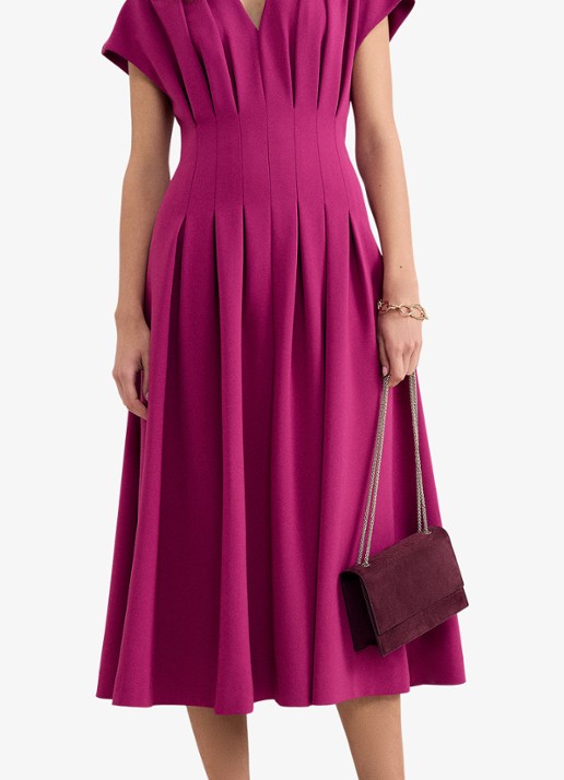 Phase Eight Hanna midi jurk met plooien - detail 3 fuchsia