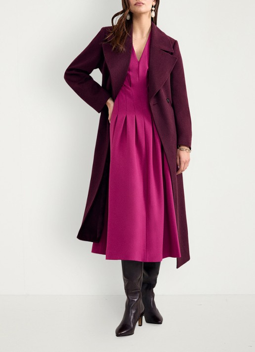 Phase Eight Hanna midi jurk met plooien - detail 4 fuchsia