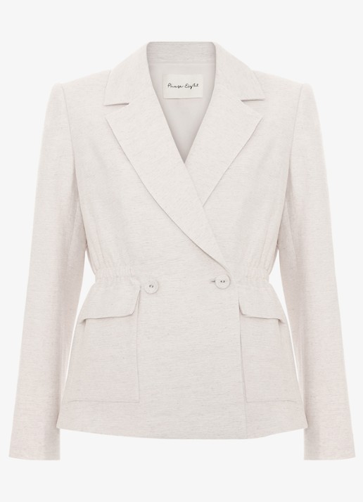 Phase Eight Harlow blazer in linnenblend met structuur - voorkant 6 beige