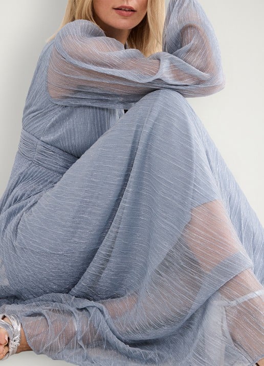 Phase Eight Harper midi jurk met lurex - detail 7 lichtblauw