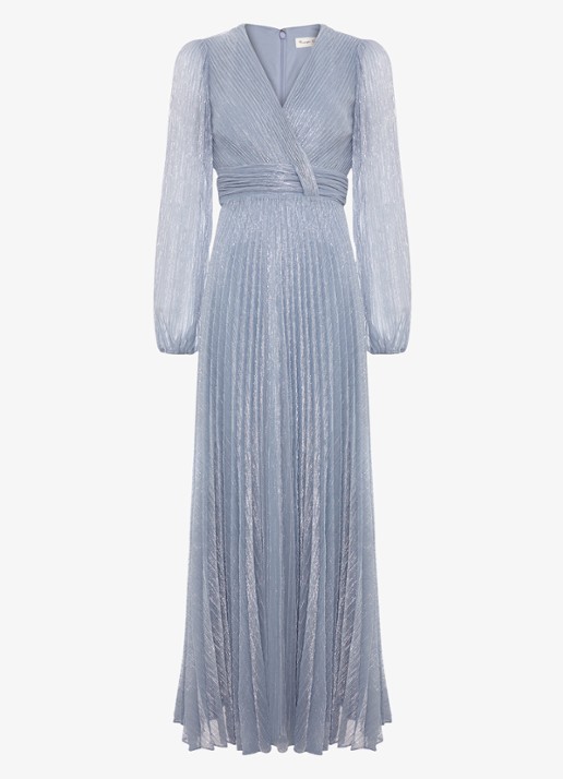 Phase Eight Harper midi jurk met lurex - voorkant lichtblauw