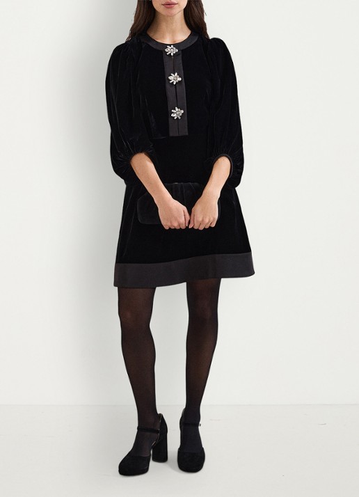 Phase Eight Heidi mini jurk met strass - voorkant 2 zwart
