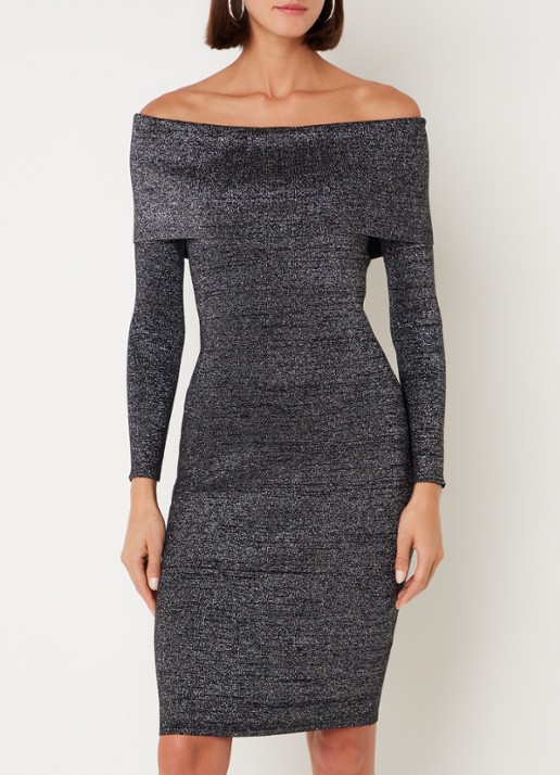 Phase Eight Heidi off shoulder fijngebreide mini jurk met lurex