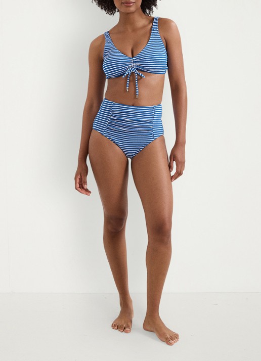Phase Eight High waisted bikinislip met streepprint - voorkant 3 kobaltblauw