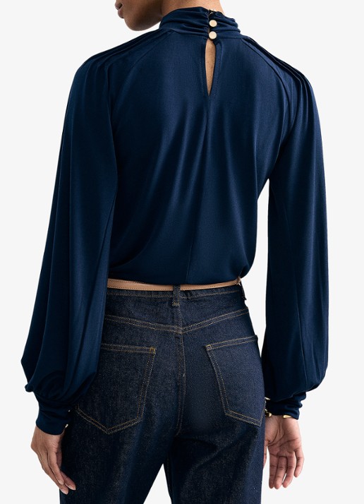 Phase Eight Ilaria top met pofmouwen en keyhole - achterkant 3 blauw