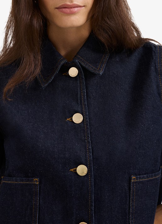 Phase Eight Indira spijkerjas met opgestikte zakken - detail 7 indigo