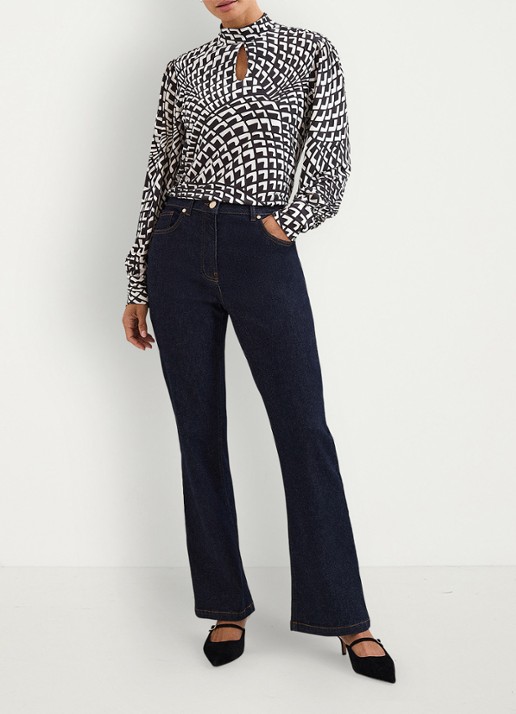 Phase Eight Isla tuniek met print en cut-out detail - voorkant 7 donkerbruin
