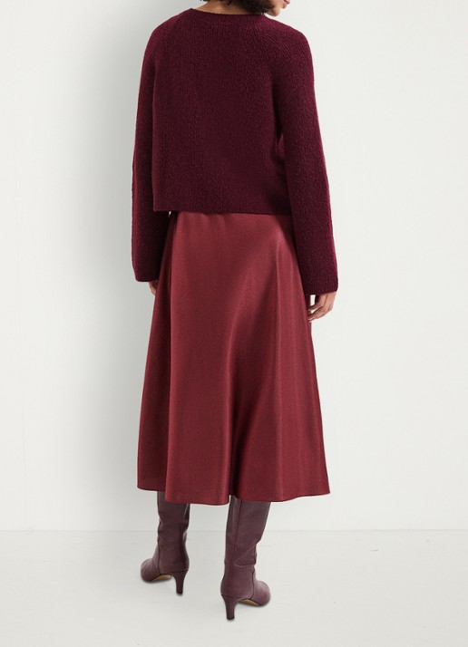 Phase Eight Issy 2 in 1 midi jurk in wolblend - achterkant bordeauxrood