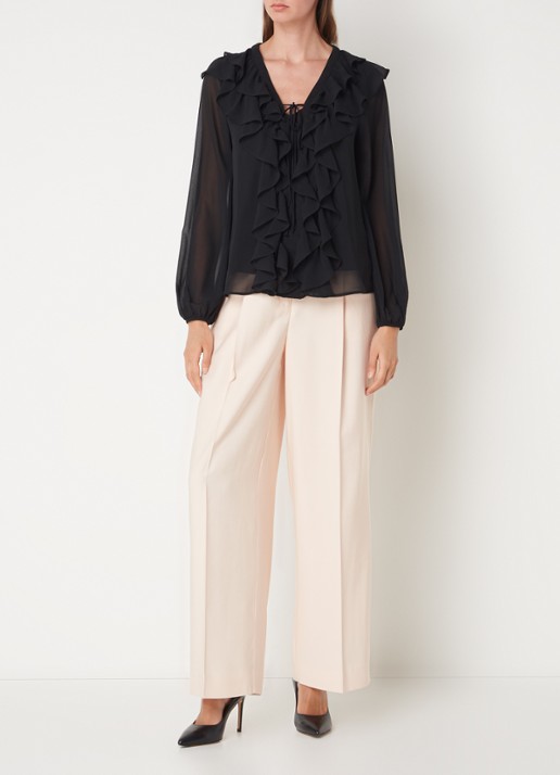 Phase Eight Ivana semi-transparante tuniek met volant - voorkant 3 zwart
