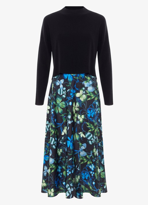 Phase Eight Izzy midi jurk met bloemenprint 2-delig - voorkant 6 blauw