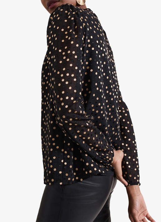 Phase Eight Jacey tuniek met stippenprint - detail 6 zwart