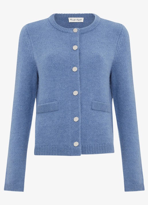 Phase Eight Jade fijngebreid vest met steekzakken - voorkant 6 donkerblauw