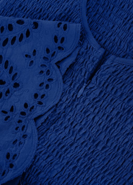 Phase Eight Jade midi jurk met smockwerk en broderie - detail 5 donkerblauw