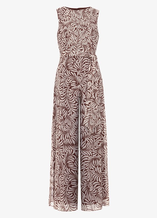 Phase Eight Janine wide fit jumpsuit met bloemenprint - voorkant lichtbruin