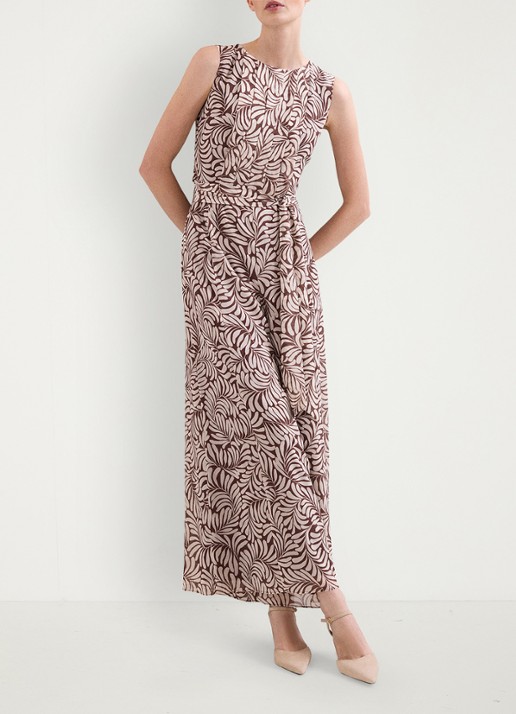 Phase Eight Janine wide fit jumpsuit met bloemenprint - voorkant 2 lichtbruin