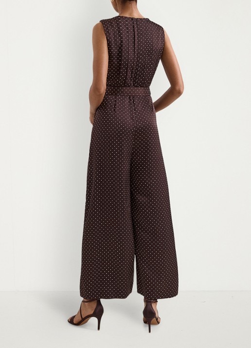 Phase Eight Janine wide fit jumpsuit met stippenprint - achterkant 6 bruin