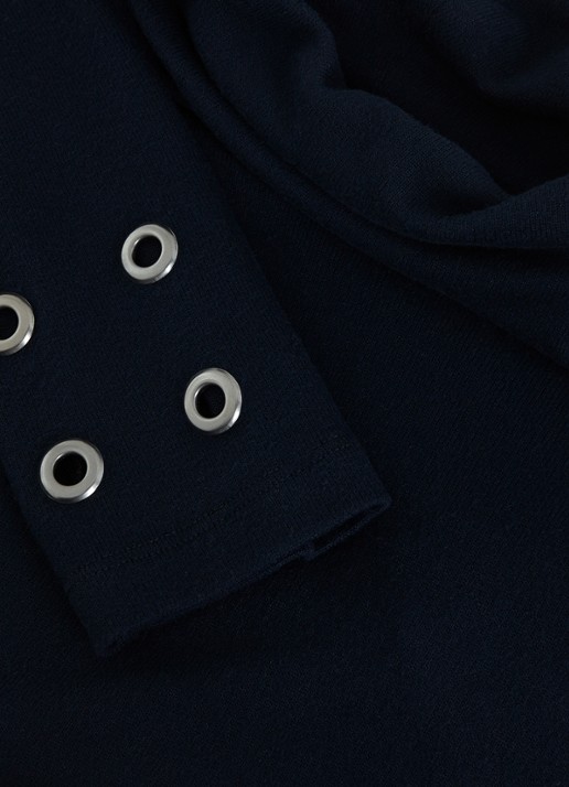Phase Eight Jennie fijngebreide trui met opstaande kraag - detail 5 donkerblauw