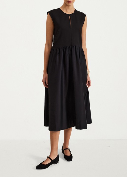 Phase Eight Jenny midi jurk met steekzakken en plooien - detail 8 zwart