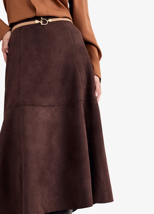 Phase Eight Jessie midi rok van suéde  - detail 5 bruin