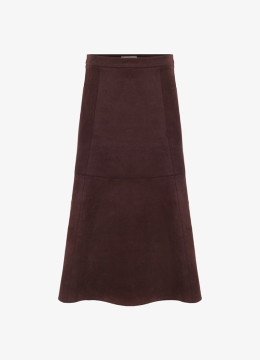 Phase Eight Jessie midi rok van suéde  - voorkant bruin