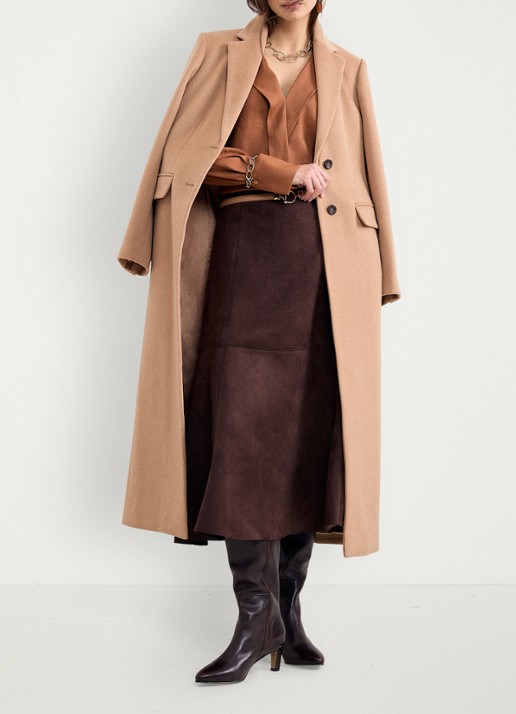 Phase Eight Jessie midi rok van suéde  - voorkant 2 bruin