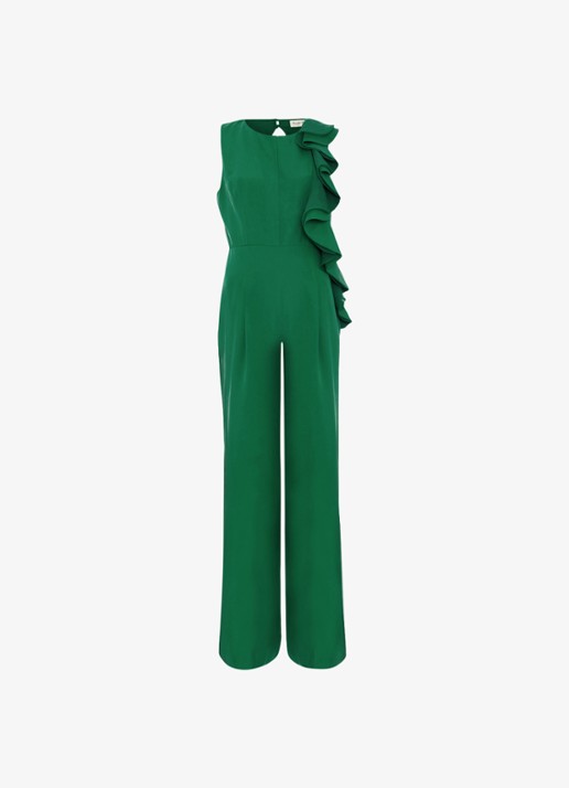 Phase Eight Jillian wide leg jumpsuit met gedrapeerd detail - voorkant 2 zeegroen