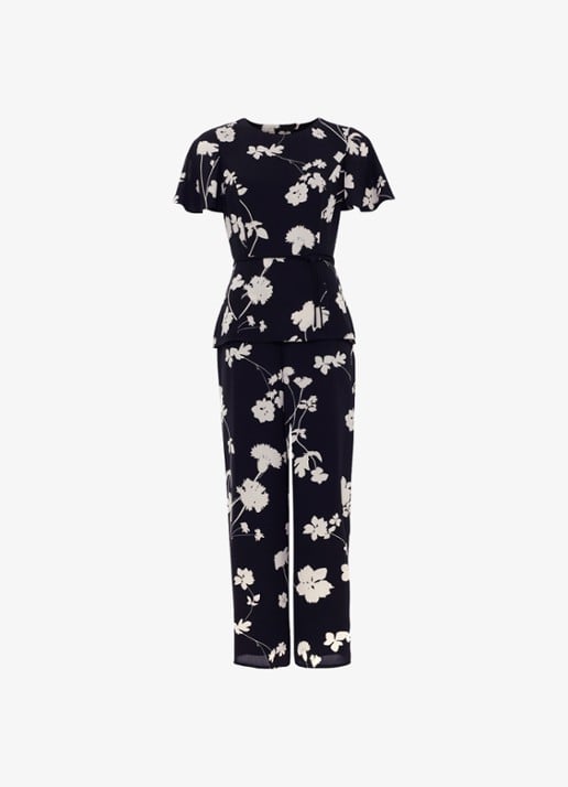 Phase Eight Jolie wide fit jumpsuit met bloemenprint en strikceintuur