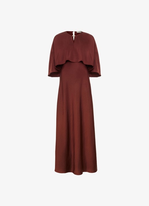 Phase Eight Joni midi jurk met gedrapeerd detail - voorkant brons