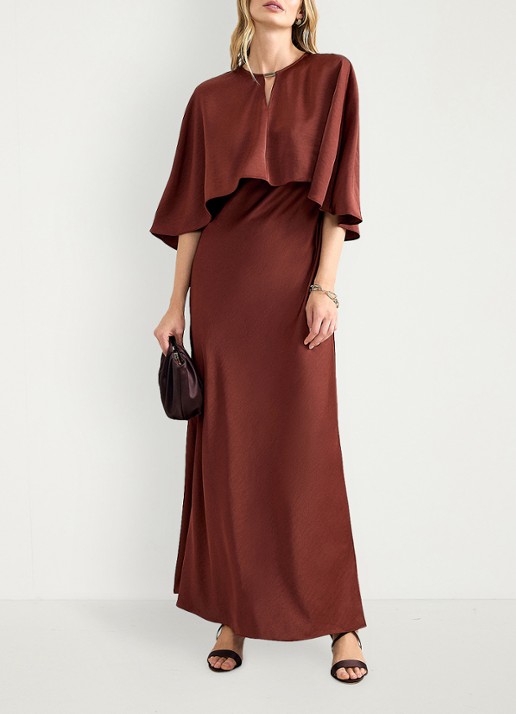 Phase Eight Joni midi jurk met gedrapeerd detail - voorkant 2 brons