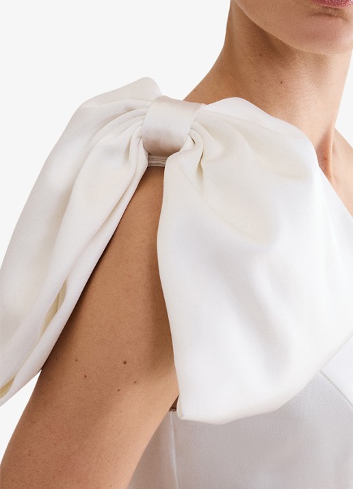 Phase Eight Josephine midi jurk met strikdetail - detail 6 gebroken wit