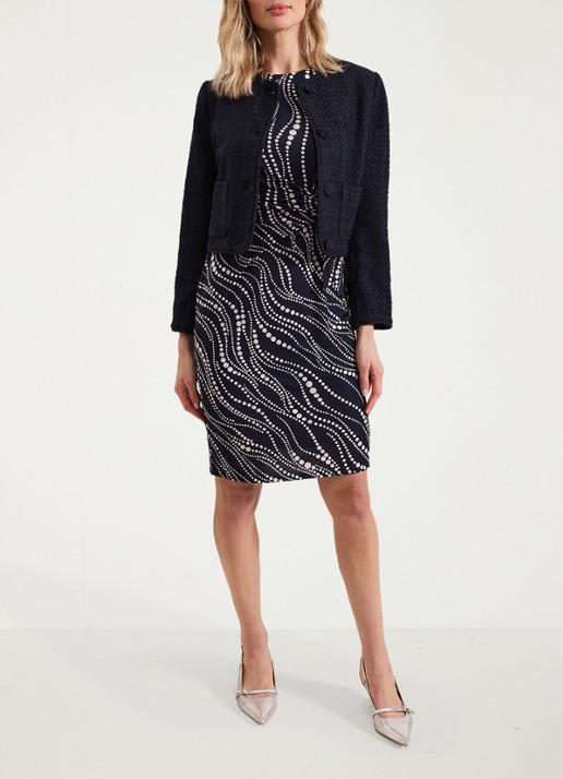 Phase Eight Josey midi jurk met stippenprint en plooidetail - detail 3 donkerblauw