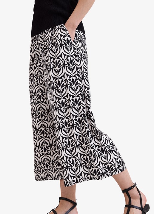 Phase Eight Josie mid waist wide fit broek met print - detail 2 zwart