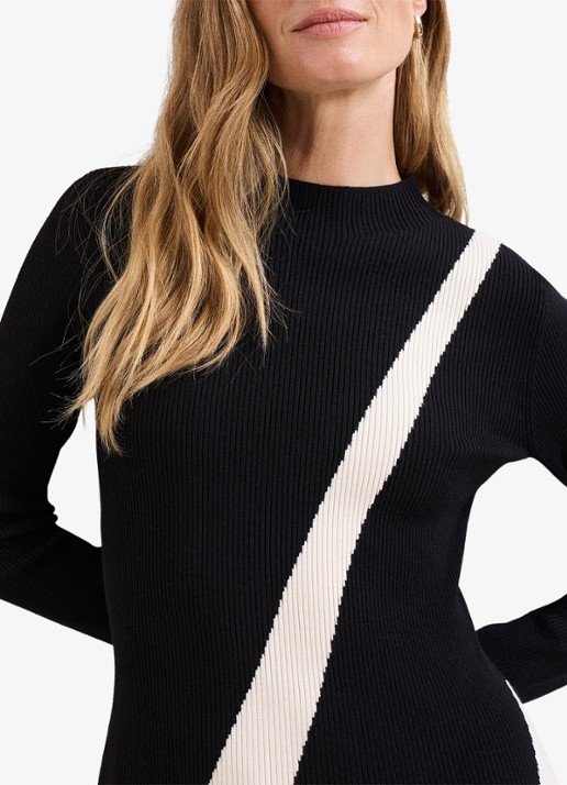 Phase Eight Julie midi jurk met gestreept detail - detail 5 zwart