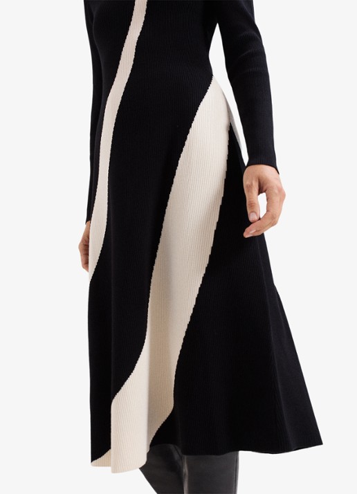 Phase Eight Julie midi jurk met gestreept detail - detail 7 zwart