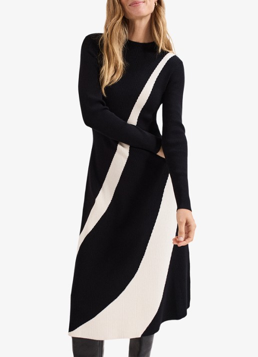 Phase Eight Julie ribgebreide midi jurk met print