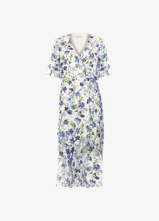 Phase Eight Juliette midi tuniekjurk met bloemenprint - voorkant blauw