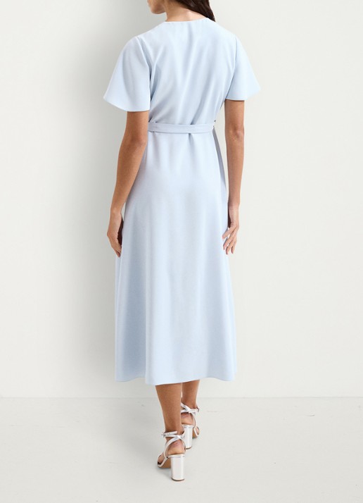 Phase Eight Julissa midi jurk met strikceintuur - achterkant lichtblauw