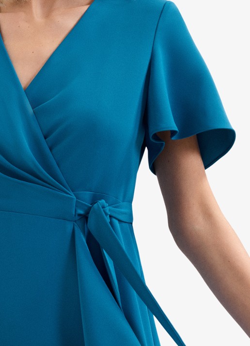 Phase Eight Julissa midi wikkeljurk met strikceintuur - detail 3 blauw