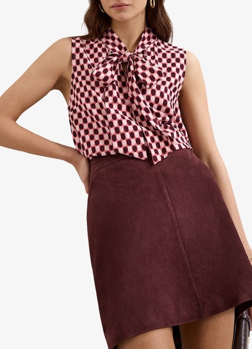 Phase Eight Junie mouwloze top met sjaalkraag en grafische print