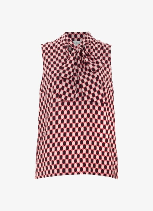 Phase Eight Junie mouwloze top met sjaalkraag en grafische print - voorkant 6 roze