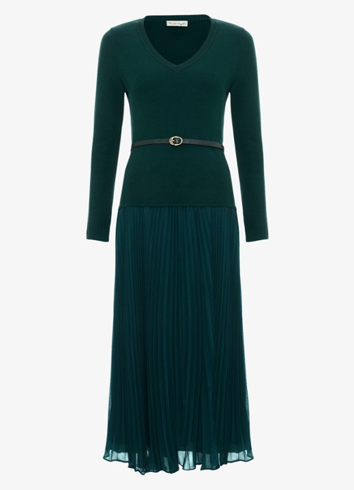 Phase Eight Kai midi jurk met ceintuur - voorkant zeegroen