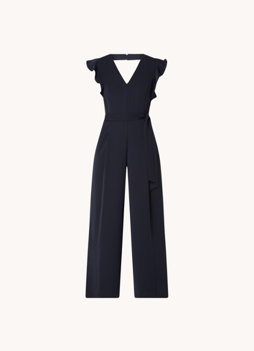 Phase Eight Kallie wide fit jumpsuit met strikceintuur - voorkant 2 aquablauw