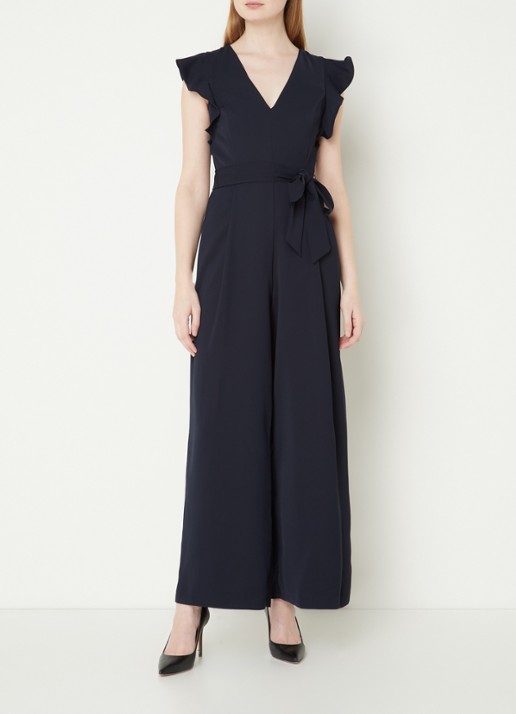 Phase Eight Kallie wide fit jumpsuit met strikceintuur - voorkant 3 aquablauw