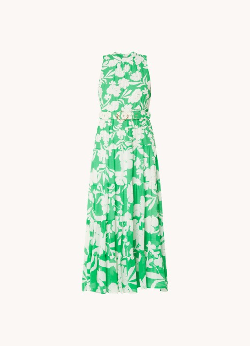 Phase Eight Kara maxi jurk met bloemenprint en ceintuur - voorkant groen