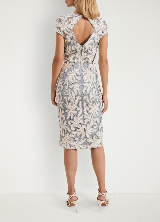 Phase Eight Karima midi jurk met bloemenprint - achterkant 8 lichtblauw