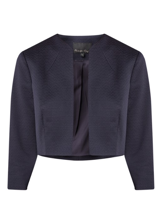 Phase Eight Karlee cropped blazer met structuur - voorkant 2 donkerblauw