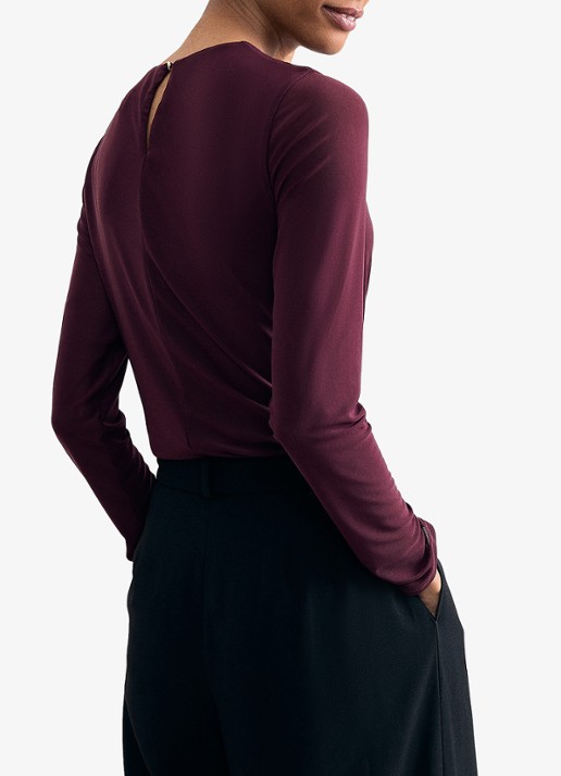 Phase Eight Kate top van mesh met ruches - achterkant 7 bordeauxrood