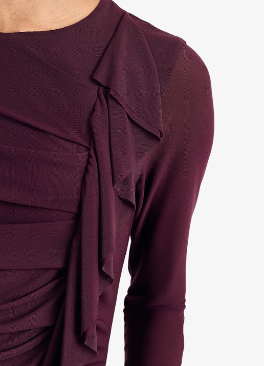Phase Eight Kate top van mesh met ruches - detail 3 bordeauxrood