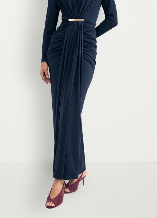 Phase Eight Katharine gedrapeerde maxi jurk  - detail 3 blauw
